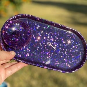 Gorgeous resin purple trinket and stars dish tray